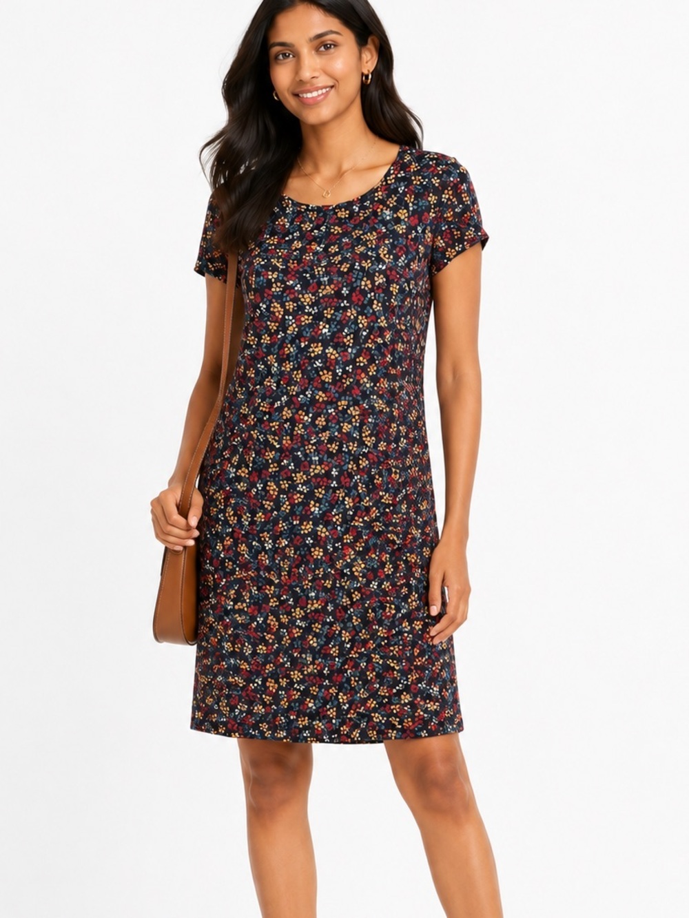 LuLaRoe Black Floral Leaf Print Short Sleeve Midi Dress XL